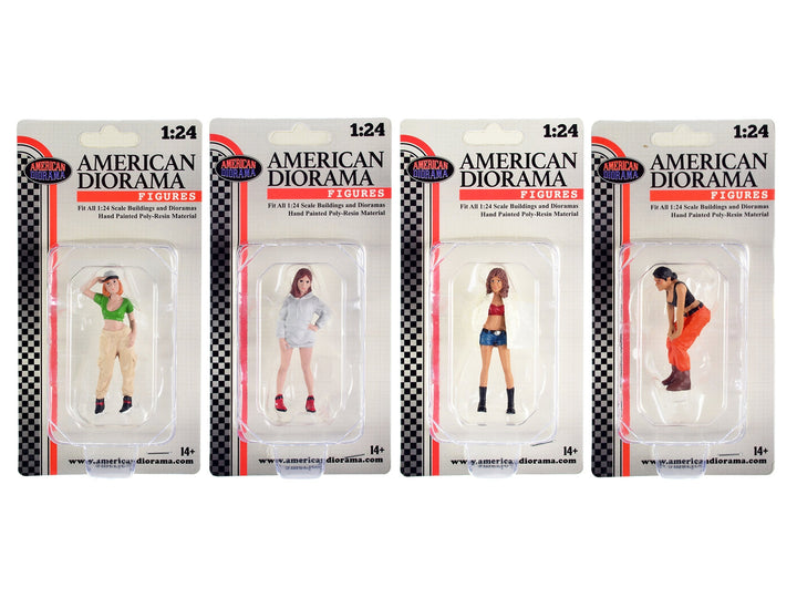 "Hip Hop Girls" 4 Piece Figure Set for 1/24 Scale Models by American Diorama image 2