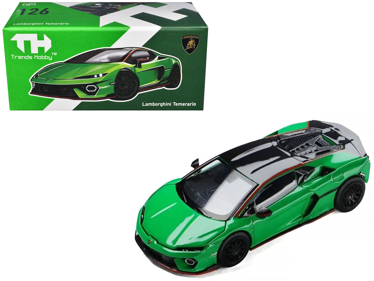 Lamborghini Temerario Green with Black Top 1/64 Diecast Model Car by Trends Hobby