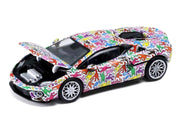 Lamborghini Temerario "Keith Haring Livery" White with Graphics 1/64 Diecast Model car by Trends Hobby image 2