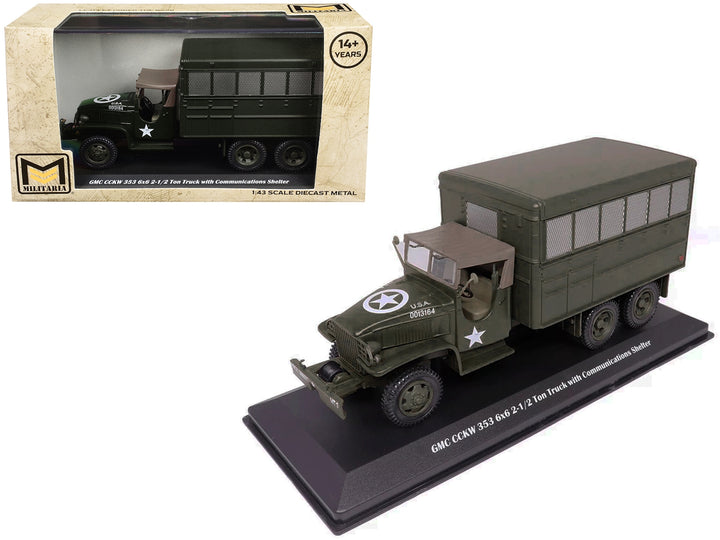 GMC CCKW 353 6x6 2-1/2 Ton Truck with Communications Shelter Olive Drab "United States Army" 1/43 Diecast Model by Militaria Die Cast image 2