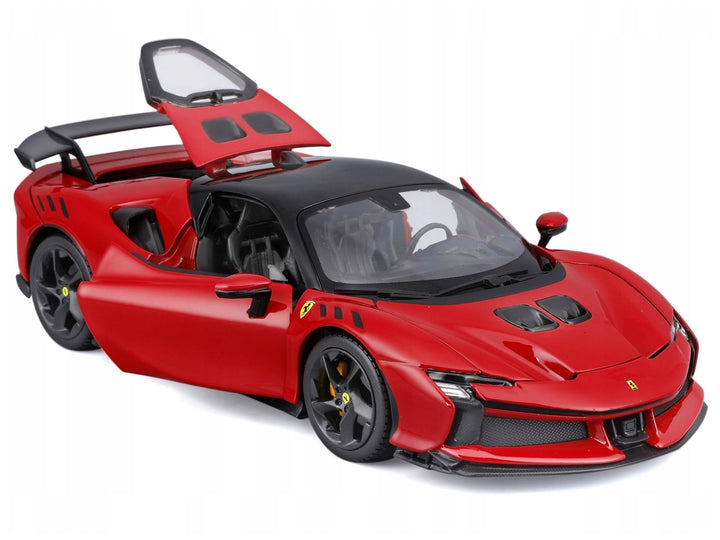 Ferrari SF90 XX Stradale Red with Black Top "Race and Play" Series 1/24 Diecast Model Car by Bburago image 2