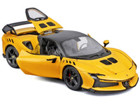 Ferrari SF90 XX Stradale Yellow with Black Top "Race and Play" Series 1/24 Diecast Model Car by Bburago image 2