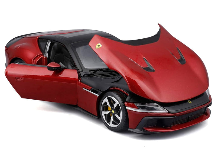 Ferrari 12Cilindri Red Metallic with Black Top "Race + Play" Series 1/24 Diecast Model Car by Bburago image 2