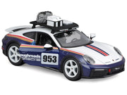 Porsche 911 Dakar #953 "Roughroads Porsche" Blue and White with Stripes and Roof Rack "Race" Series 1/24 Diecast Model Car by Bburago image 4