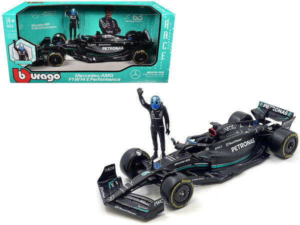 Mercedes-AMG W14 E Performance #63 George Russell "Petronas" Formula One F1 World Championship (2023) with Driver Figure 1/24 Diecast Model Car by Bburago image 3