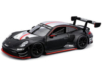 Porsche 911 GT3 R Black with Silver Hood and Top and Red Stripe "Race" Series 1/24 Diecast Model Car by Bburago image 2