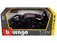 Porsche 911 GT3 R Black with Silver Hood and Top and Red Stripe "Race" Series 1/24 Diecast Model Car by Bburago image 3