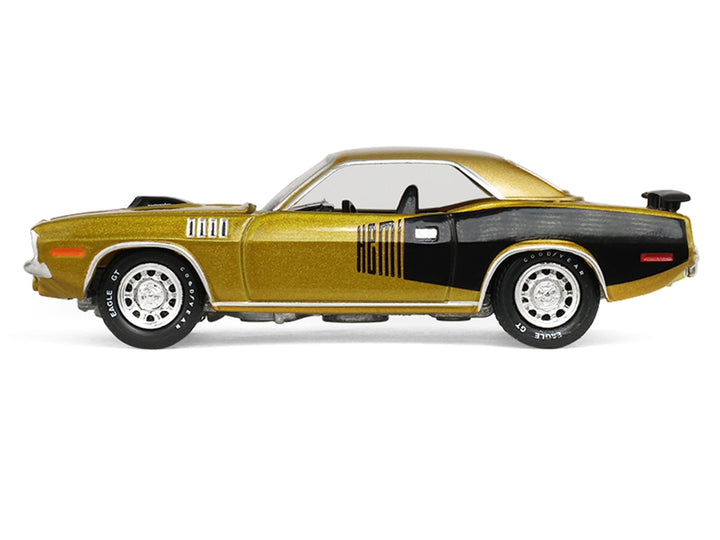 1971 Plymouth Hemi 'Cuda Gold Metallic with Black Accents "America 250 Edition" "Anniversary Collection" Series 18 1/64 Diecast Model Car by Greenlight image 2