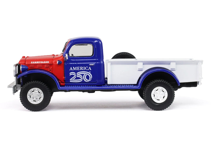 1946 Dodge Power Wagon Pickup Truck Red White and Blue "America 250 Edition" "Anniversary Collection" Series 18 1/64 Diecast Model Car by Greenlight image 2