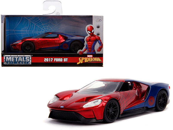 Red and blue Spider-Man Ford GT, 1:32, car and Marvel packaging, no figure included — Jada 30291