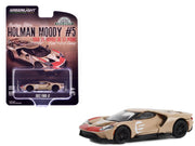 2022 Ford GT Heritage Edition #5 Holman-Moody "1966 24 Hours of Le Mans Ford 1-2-3 Sweep Tribute" Gold Metallic with Red Accents "Hobby Exclusive" Series 1/64 Diecast Model Car by Greenlight image 2