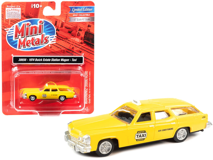 1974 Buick Estate Station Wagon Taxi Yellow 1/87 (HO) Scale Model by Classic Metal Works image 2