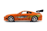 Model Kit Toyota Supra Metallic Orange with Brian Diecast Figure "Fast & Furious" Movie "Build N' Collect" 1/24 Diecast Model Car by Jada image 2