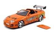 Model Kit Toyota Supra Metallic Orange with Brian Diecast Figure "Fast & Furious" Movie "Build N' Collect" 1/24 Diecast Model Car by Jada image 3