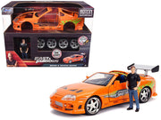 Model Kit Toyota Supra Metallic Orange with Brian Diecast Figure "Fast & Furious" Movie "Build N' Collect" 1/24 Diecast Model Car by Jada image 5