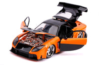 Han's Mazda RX-7 RHD (Right Hand Drive) Orange and Black "The Fast and the Furious: Tokyo Drift" (2006) Movie "25 Years of Fast & Furious" Series 1/24 Diecast Model Car by Jada image 3
