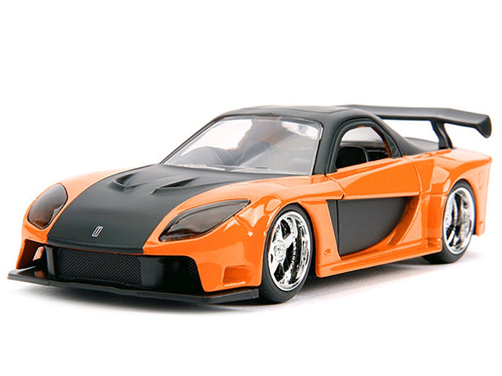 Han's Mazda RX-7 RHD (Right Hand Drive) Orange Metallic and Black "25 Years of Fast & Furious" "The Fast and the Furious: Tokyo Drift" (2006) Movie "Fast & Furious" Series 1/32 Diecast Model Car by Jada image 2
