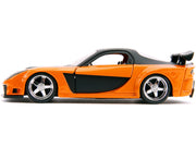 Han's Mazda RX-7 RHD (Right Hand Drive) Orange Metallic and Black "25 Years of Fast & Furious" "The Fast and the Furious: Tokyo Drift" (2006) Movie "Fast & Furious" Series 1/32 Diecast Model Car by Jada image 3