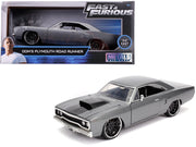 Dom's Plymouth Road Runner Gray Metallic with Black Hood Stripe "Fast & Furious" Movie 1/24 Diecast Model Car by Jada