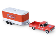 1969 Ford F-250 Pickup Truck Red and 1969 Chevrolet Camaro Z28 "Dan Fletcher" Orange with White Hood "NHRA Safety Team" with Enclosed Car Trailer "Racing Hitch & Tow" Series 6 1/64 Diecast Model Cars by Greenlight image 3