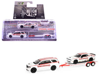Ramchargers Durango, Challenger and flatbed trailer shown packaged and assembled, GreenLight 1:64 31190B.