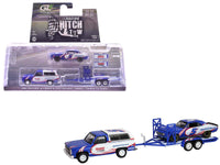 Kyle Larson K5 Blazer, No. 5 Camaro and tandem trailer shown packaged and together, GreenLight 1:64 31190C.