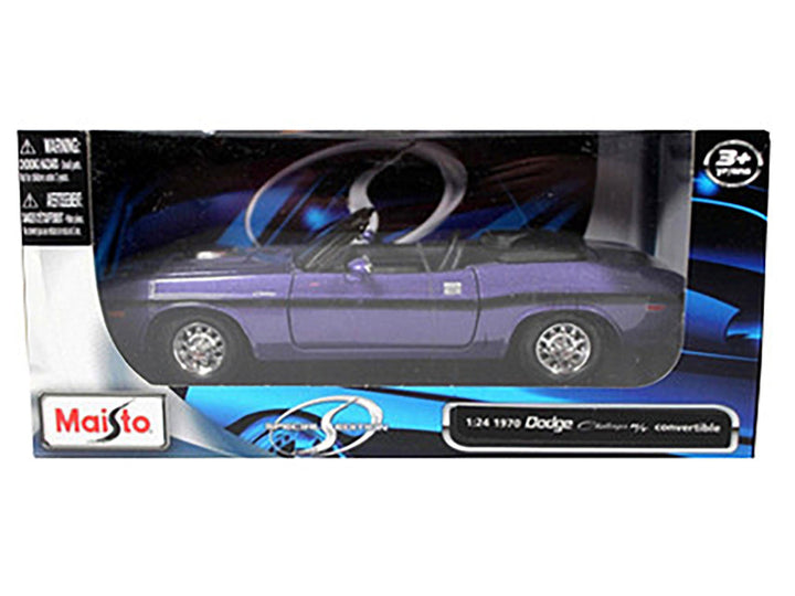1970 Dodge Challenger R/T Convertible Purple 1/24 Diecast Model Car by Maisto image 2