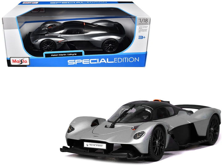 Aston Martin Valkyrie Silver Metallic with Matt Black Top "Special Edition" Series 1/18 Diecast Model Car by Maisto image 2