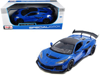 Maisto 1:18 Chevrolet Corvette ZR1 coupe in blue with carbon-look roof.