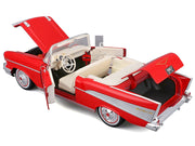 1957 Chevrolet Bel Air Convertible Red with White Interior "Special Edition" Series 1/18 Diecast Model Car by Maisto image 3