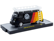 1960 Volkswagen Delivery Van Black with Stripes and White Roof Rack Limited Edition to 5280 pieces Worldwide 1/64 Diecast Model Car by M2 Machines image 2