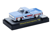 1976 Chevrolet Silverado Bonanza-10 Pickup Truck "Spirit of '76" Light Blue with Red White and Blue Graphics Limited Edition to 11770 pieces Worldwide 1/64 Diecast Model Car by M2 Machines image 2