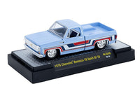1976 Chevrolet Silverado Bonanza-10 Pickup Truck "Spirit of '76" Light Blue with Red White and Blue Graphics Limited Edition to 11770 pieces Worldwide 1/64 Diecast Model Car by M2 Machines image 2