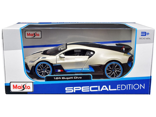 Maisto Bugatti Divo satin white metallic carbon blue accents 1:24 31526W, product image 1