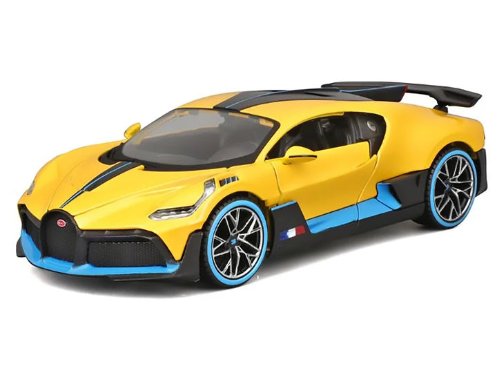 Bugatti Divo Yellow Metallic with Carbon and Blue Accents "Special Edition" 1/24 Diecast Model Car by Maisto image 2