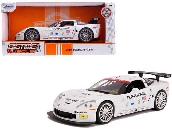 Jada 2005 Chevrolet Corvette C6-R number 3 Compuware white Bigtime Muscle 1:24 31651, view 1