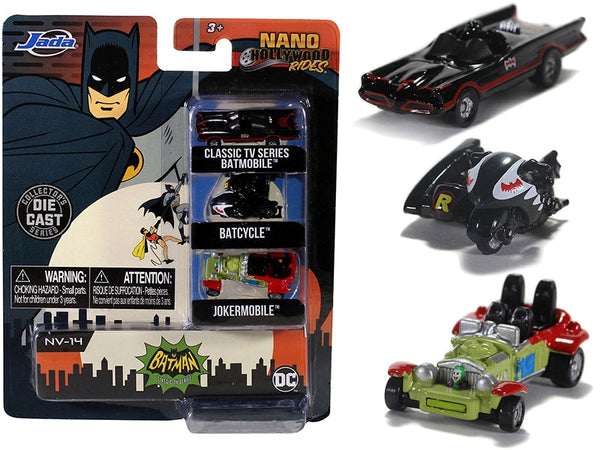 Jada 31988 Batman classic TV series Nano Hollywood Rides three-piece diecast set