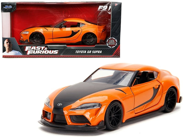 Jada Toyota GR Supra orange with black stripes Fast and Furious F9 1:32 32016, view 1