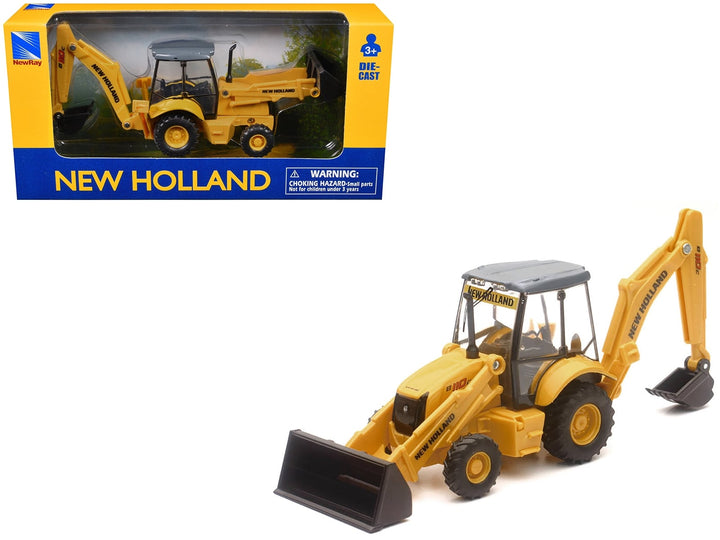 New Holland B110C Backhoe Loader Yellow Diecast Model by New Ray image 2