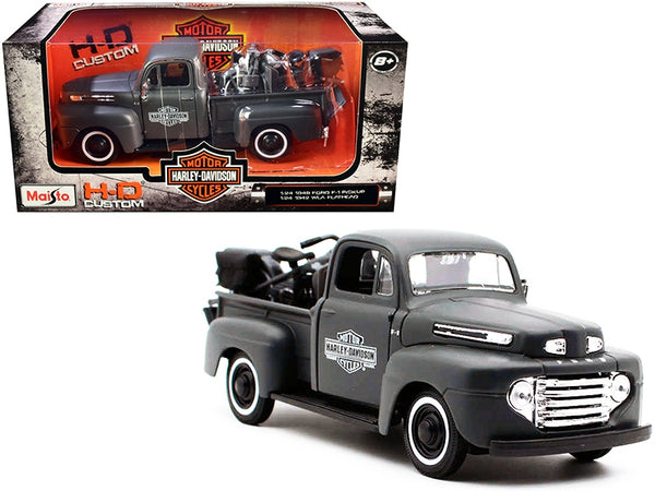 1948 Ford F-1 and 1942 Harley-Davidson WLA set, dark gray, Maisto 1:24