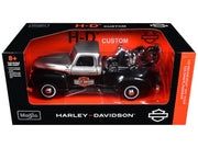 1950 Chevrolet 3100 Pickup Truck "Harley Davidson" Silver Metallic and Black with 1948 Harley Davidson FL Panhead Motorcycle Black "HD Custom" Series 1/24 Diecast Models by Maisto image 3