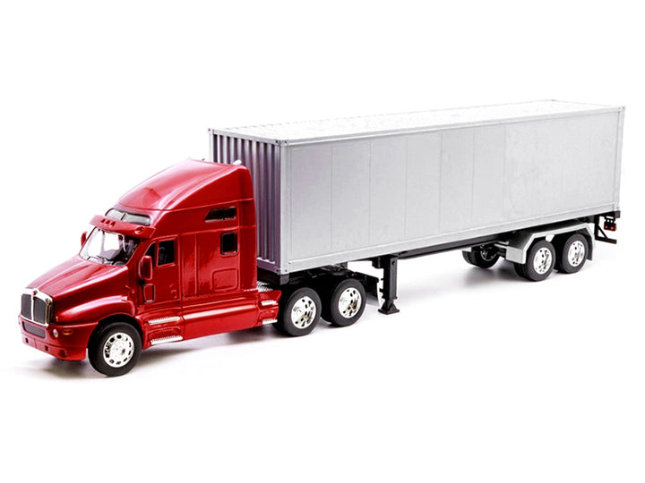 Kenworth T2000 Truck Red Metallic with Gray Container "Transporter" Series 1/32 Diecast Model by Welly image 2