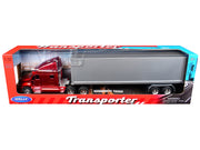 Kenworth T2000 Truck Red Metallic with Gray Container "Transporter" Series 1/32 Diecast Model by Welly image 3
