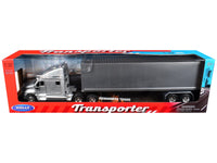 Welly Kenworth T2000 silver metallic truck gray container Transporter 1:32 32211W-SIL, view 1
