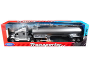 Kenworth T2000 Truck Silver Metallic with Silver Tanker Trailer "Transporter" Series 1/32 Diecast Model by Welly image 3