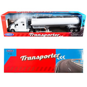 Kenworth T2000 Truck White with White Tanker Trailer "Transporter" Series 1/32 Diecast Model by Welly image 3