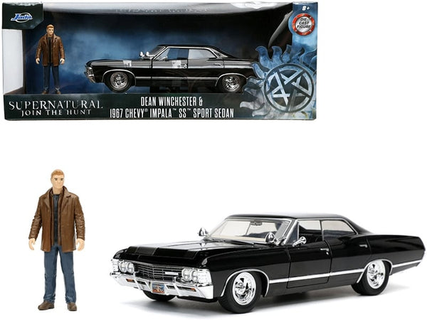 Black 1967 Chevrolet Impala and Dean Winchester, 1:24, car, included figure and Supernatural box — Jada 32250