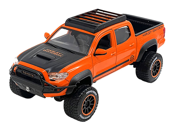 2023 Toyota Tacoma TRD Pro Pickup Truck "Harley Davidson" Orange and Black with Roof Rack "H-D Custom" Series 1/24 Diecast Model Car by Maisto image 2