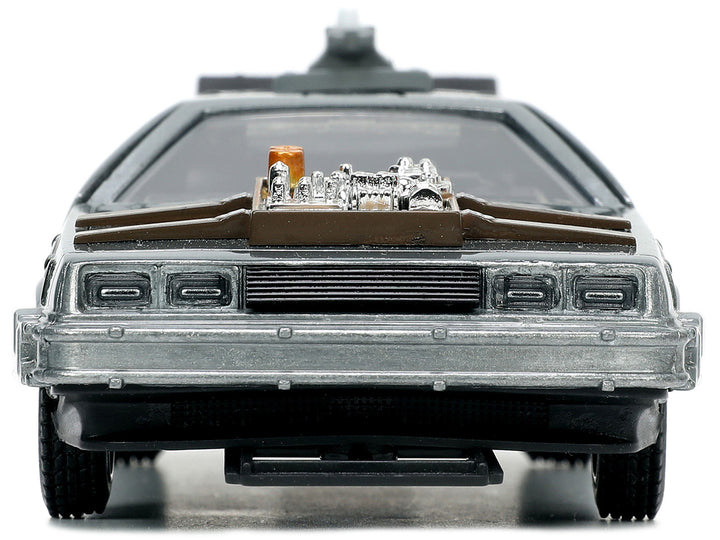 DeLorean DMC (Time Machine) Brushed Metal "Back to the Future Part III" (1990) Movie "Hollywood Rides" Series 1/32 Diecast Model Car by Jada image 2