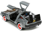 DeLorean DMC (Time Machine) Brushed Metal "Back to the Future Part III" (1990) Movie "Hollywood Rides" Series 1/32 Diecast Model Car by Jada image 4